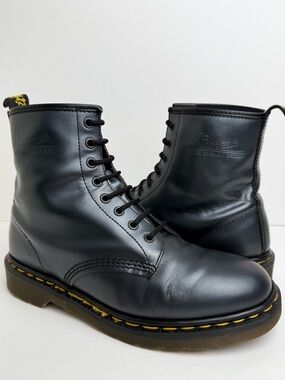 Vintage Dr. Martens England 1460 Metallic Graphite Shimmer Silver MIE Boots UK 9